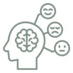 Illustration showing the brain connected to different emotional states, representing emotional regulation and mental balance supported by Neurofeedback