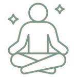 Minimal line illustration of a person meditating, symbolising nervous system calm and relaxation supported by Neurofeedback