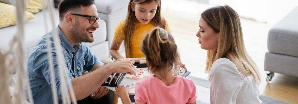 Family spending time together at home, representing a calmer household and greater family harmony