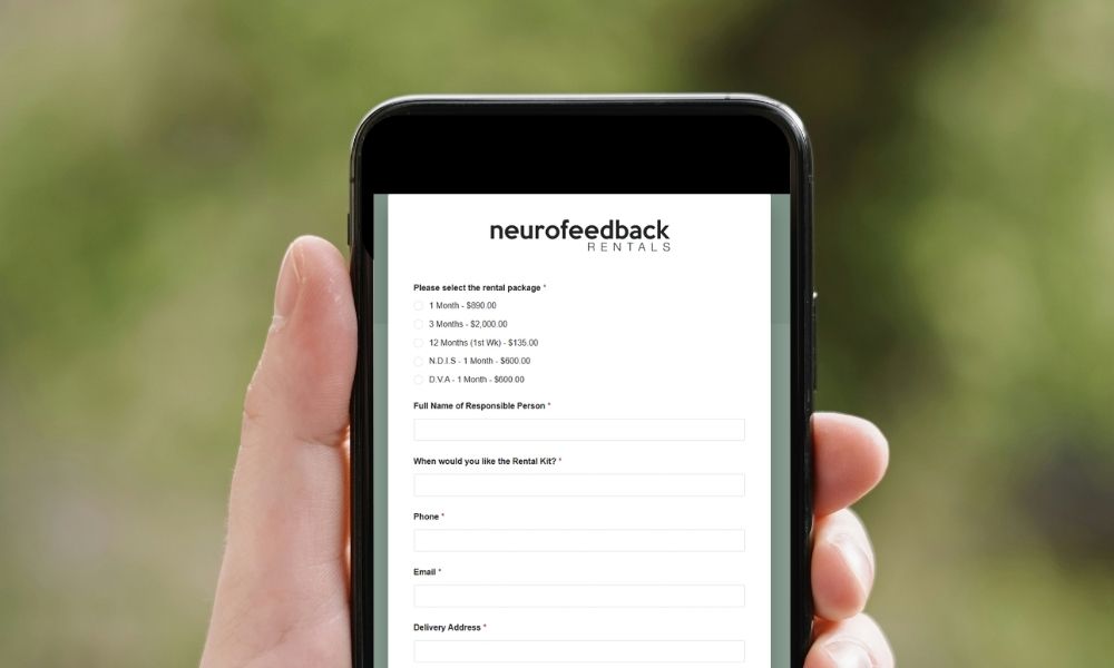 Neurofeedback Rentals Australia digital rental contract displayed on a mobile phone